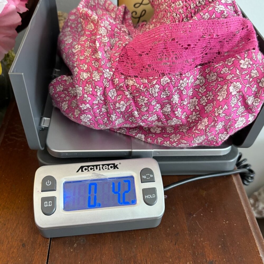 American Eagle Top Medium Pink Ditsy Floral Crop Puff Sleeve Peasant Y2K 18062x - Picture 8 of 8